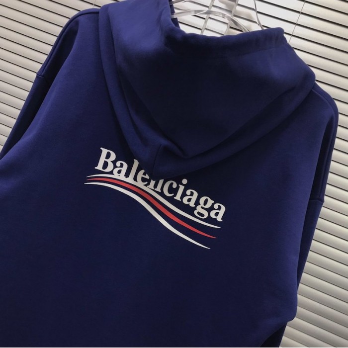 Ba*len*cia*ga print hoodies blue