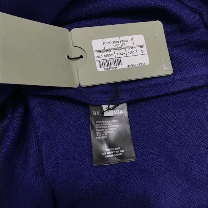 Ba*len*cia*ga print hoodies blue