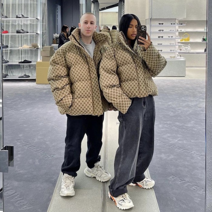 g*u*i x Ba*len*cia*ga the hacker project hacker bb puffer jacket beige