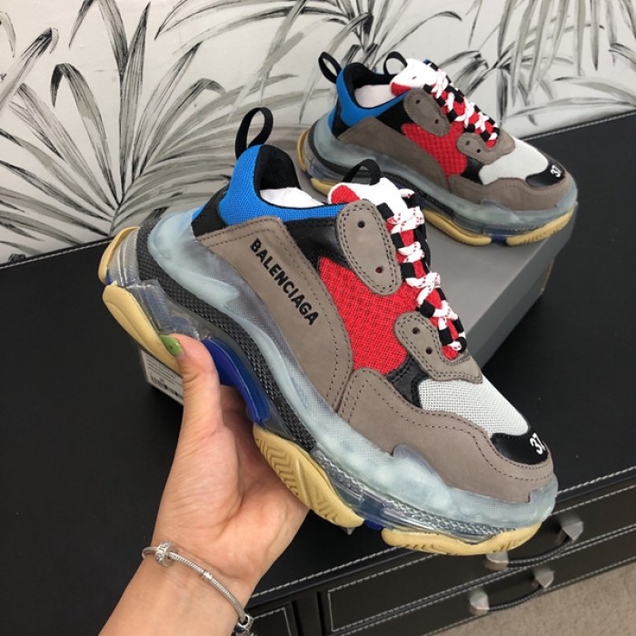 Ba*len*cia*ga triple s sneakers red grey blue
