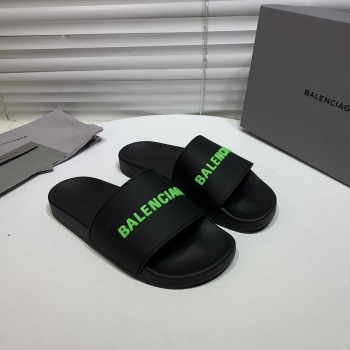 Balencaiga Piscine Slide Sandals Black / Green