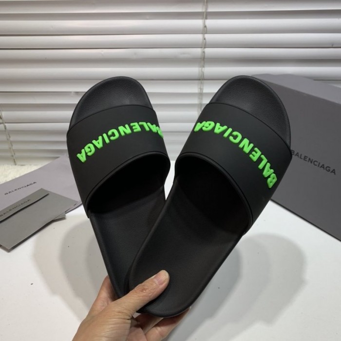 Balencaiga Piscine Slide Sandals Black / Green