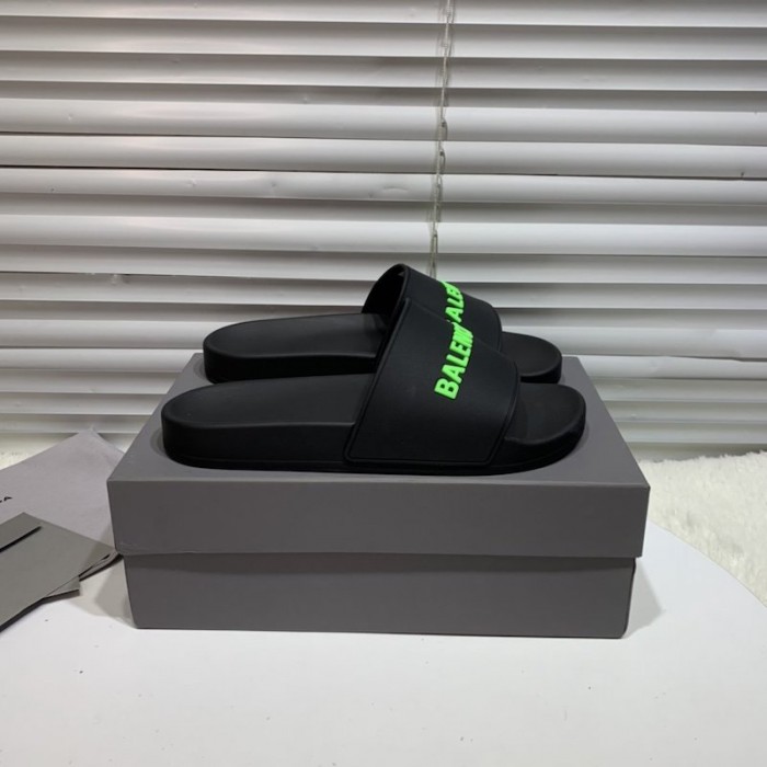 Balencaiga Piscine Slide Sandals Black / Green