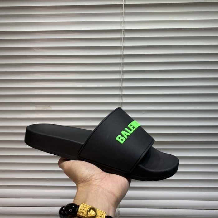 Balencaiga Piscine Slide Sandals Black / Green