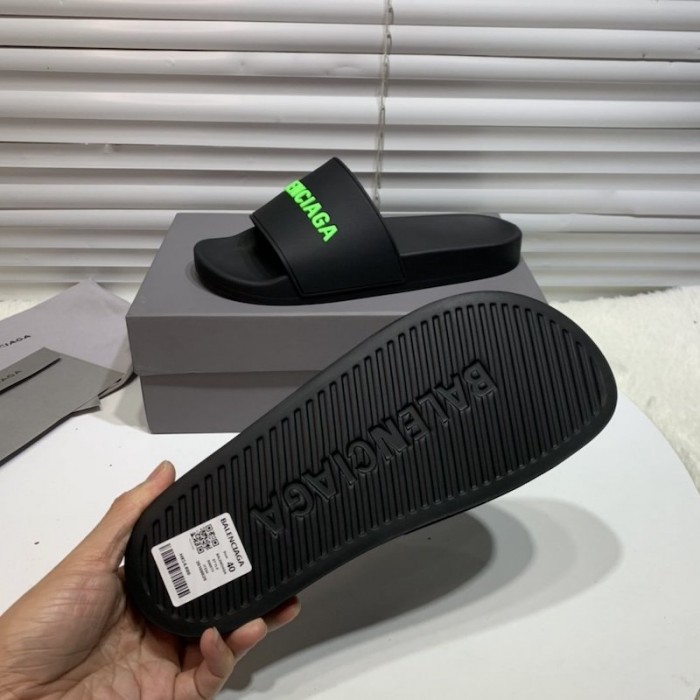 Balencaiga Piscine Slide Sandals Black / Green