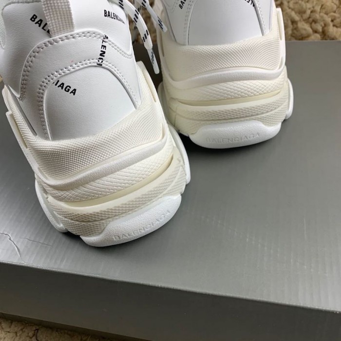 Ba*len*cia*ga triple s logo print leather sneakers white