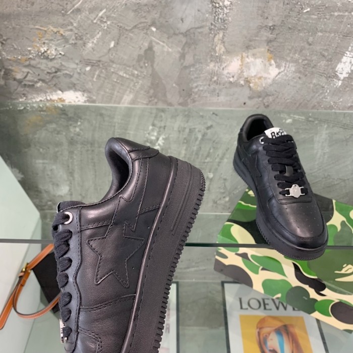 A Bathing Ape Bape Sta Low Sneakers Black Leather