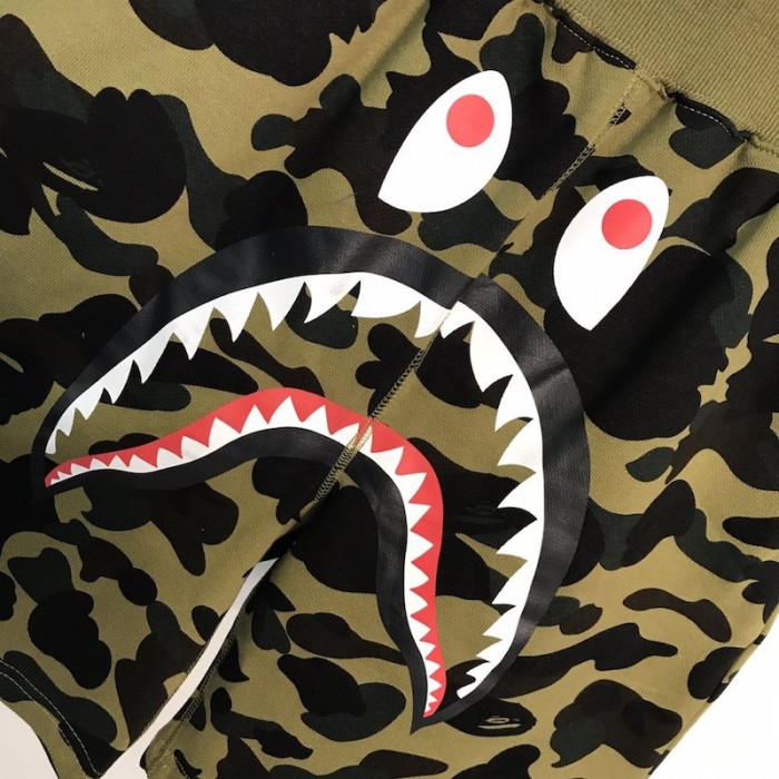 Bape 1st Camo Shark Sweat Short Green
