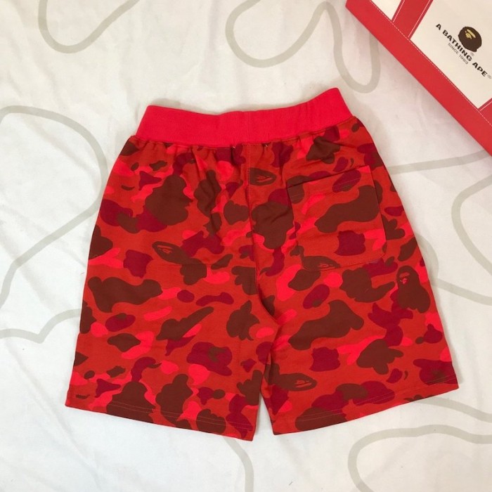 Bape 1st Camo Shark Sweat Short Red