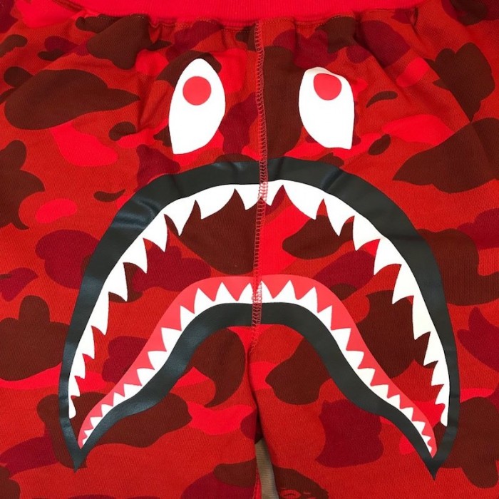 Bape 1st Camo Shark Sweat Short Red
