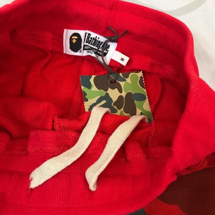 Bape 1st Camo Shark Sweat Short Red