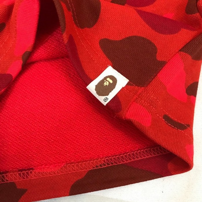 Bape 1st Camo Shark Sweat Short Red
