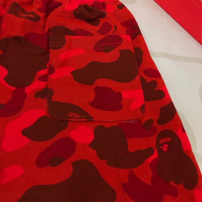Bape 1st Camo Shark Sweat Short Red