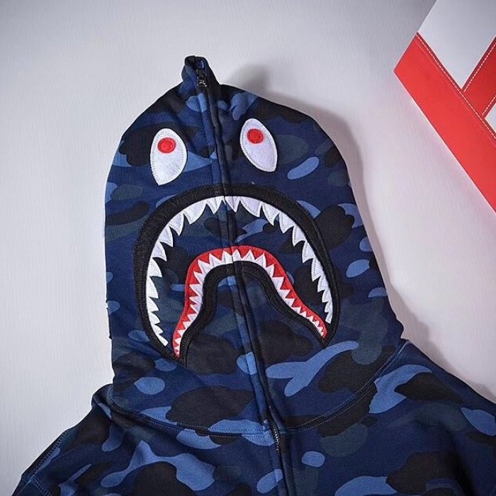 Bape 1st Camo Shark Full Hoodies Blue