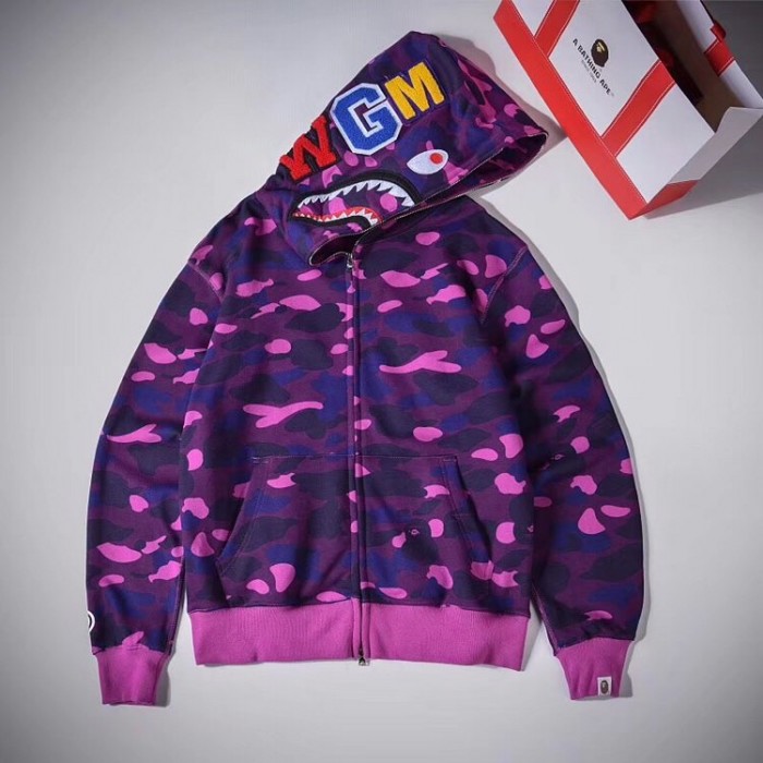 Bape 1st Camo Shark Full Hoodies Purple