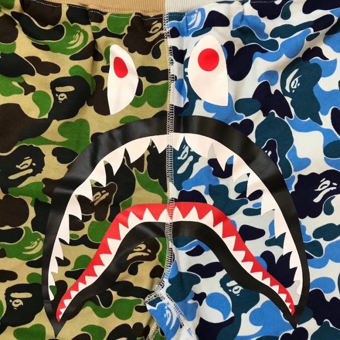 Bape ABC Camo Shark Sweat Short Green/Blue