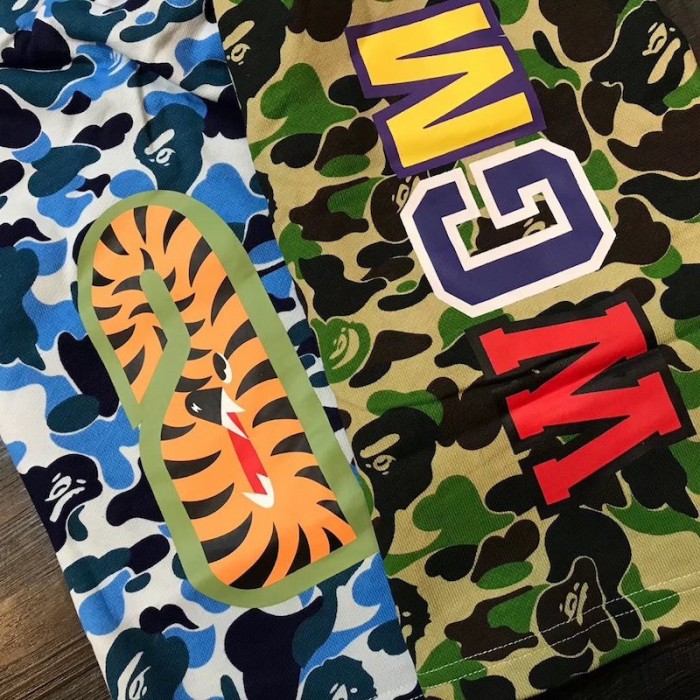 Bape ABC Camo Shark Sweat Short Green/Blue