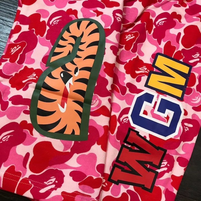 Bape ABC Camo Shark Sweat Short Pink