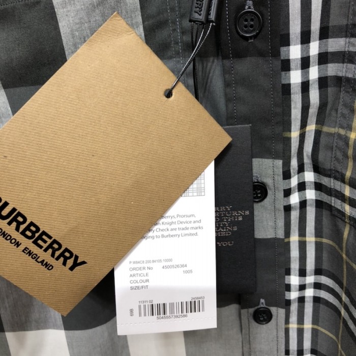 BUR Patchwork Check Cotton Shirt Black