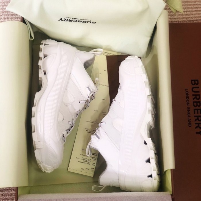 BUR Vintage Check Cotton and Nubuck Arthur Sneakers White
