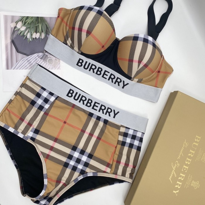 BUR Logo Tape Vintage Check Bikini