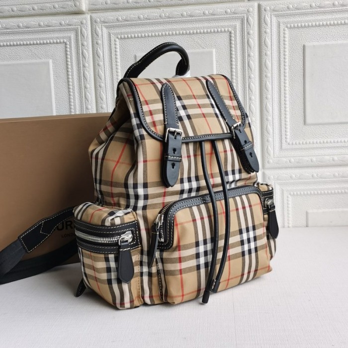 BUR Medium Rucksack in Vintage Check and Leather Backpack