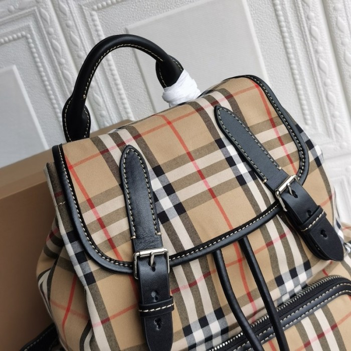 BUR Medium Rucksack in Vintage Check and Leather Backpack