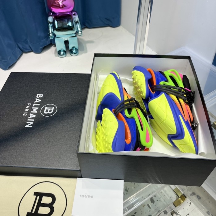 Balmain Multicolor neoprene and leather Unicorn low-top sneakers