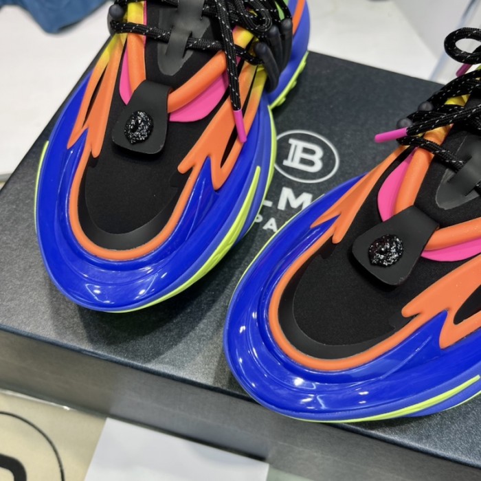 Balmain Multicolor neoprene and leather Unicorn low-top sneakers