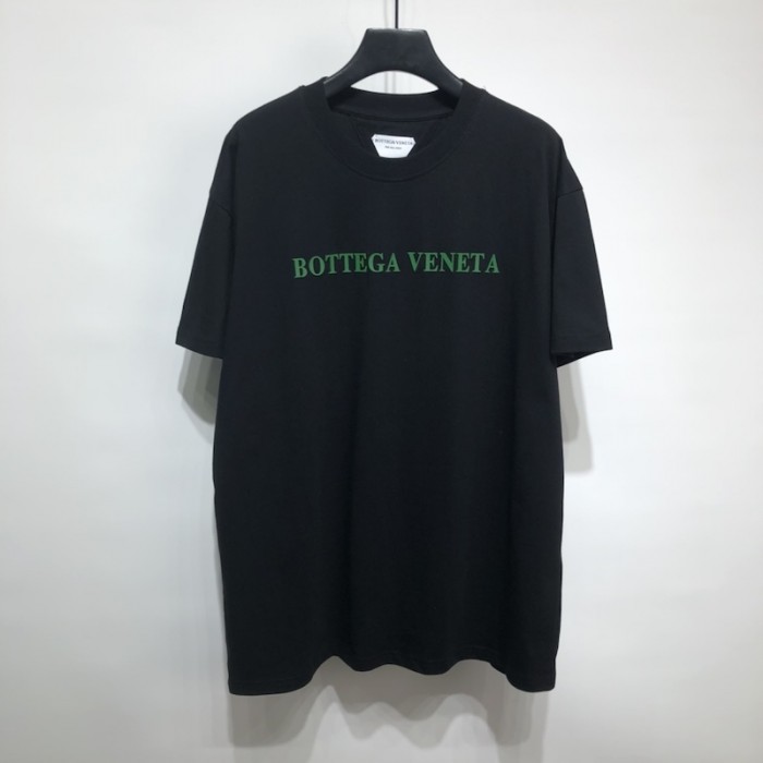 B V Logo Letter Cotton Jersey T-Shirt Black