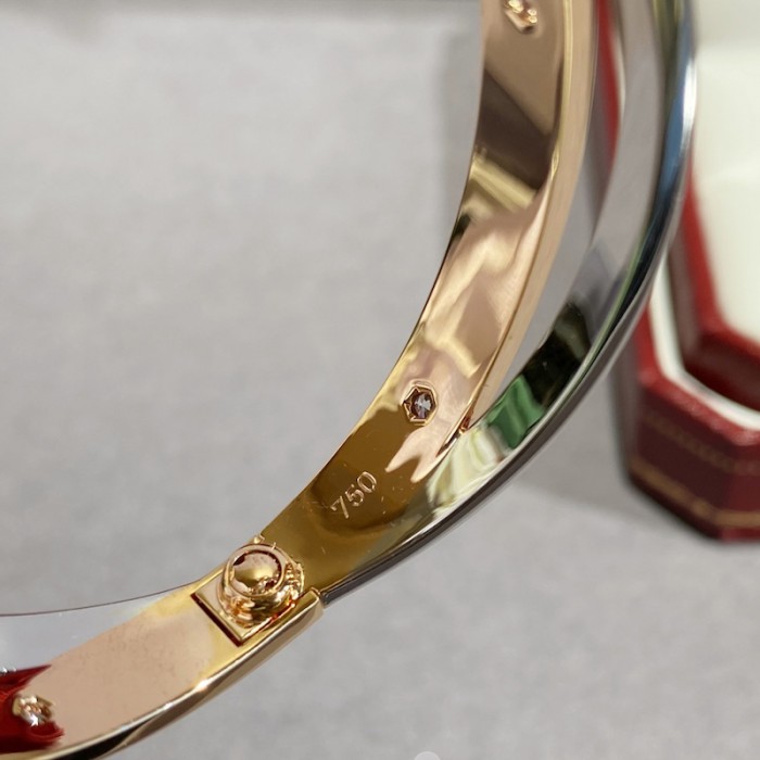 Cartier 18K Gold and White Gold Diamond Paved Love Bracelet