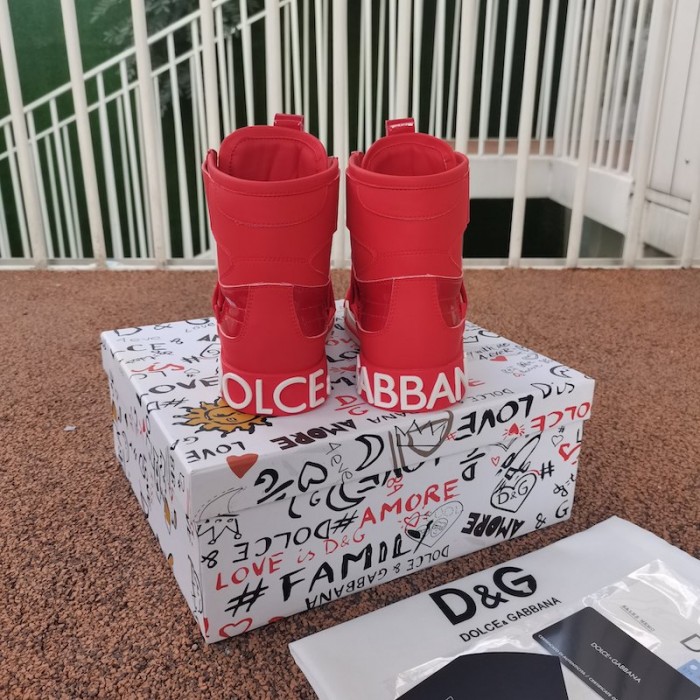 Dolce & Gabbana DG Custom 2.Zero high-top sneakers in mixed materials Red