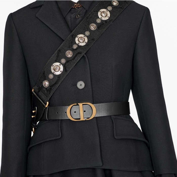 D*or black leather 30 montaigne belt 35mm