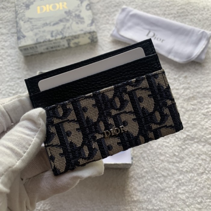 D*or card holder blue D*or oblique jacquard