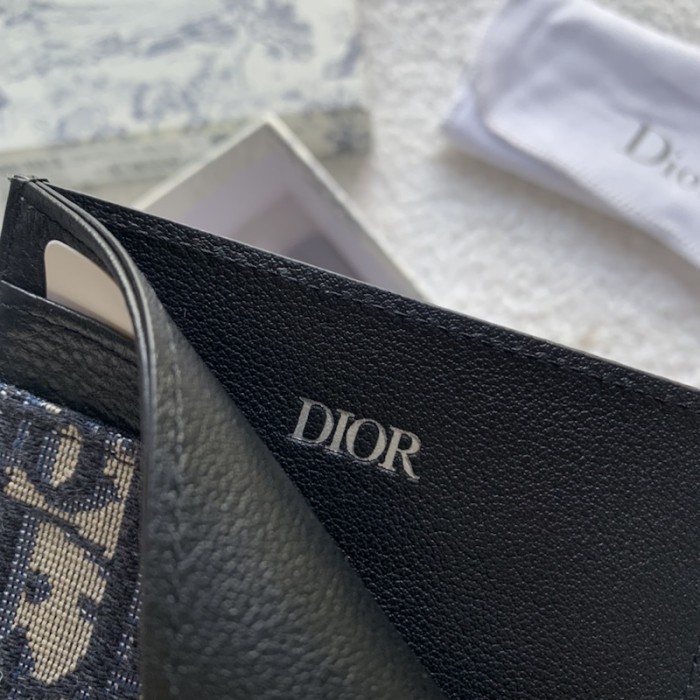 D*or card holder blue D*or oblique jacquard