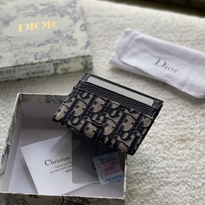 D*or card holder blue D*or oblique jacquard