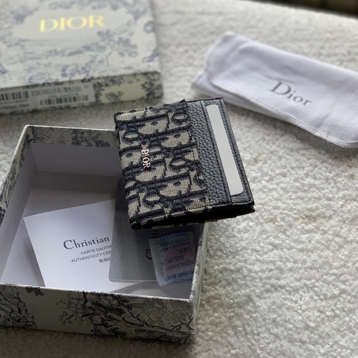 D*or card holder blue D*or oblique jacquard