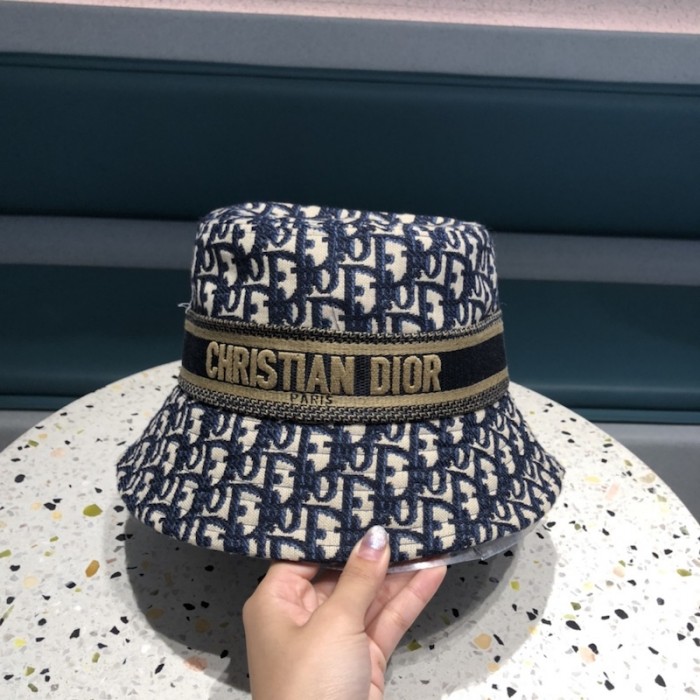 D*or oblique large brim bucket hat blue