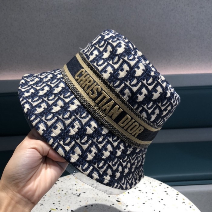 D*or oblique large brim bucket hat blue