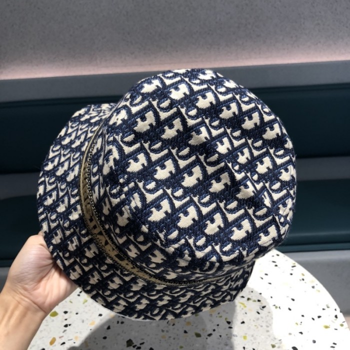 D*or oblique large brim bucket hat blue