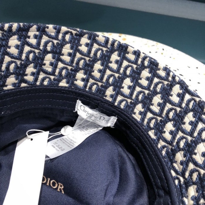 D*or oblique large brim bucket hat blue