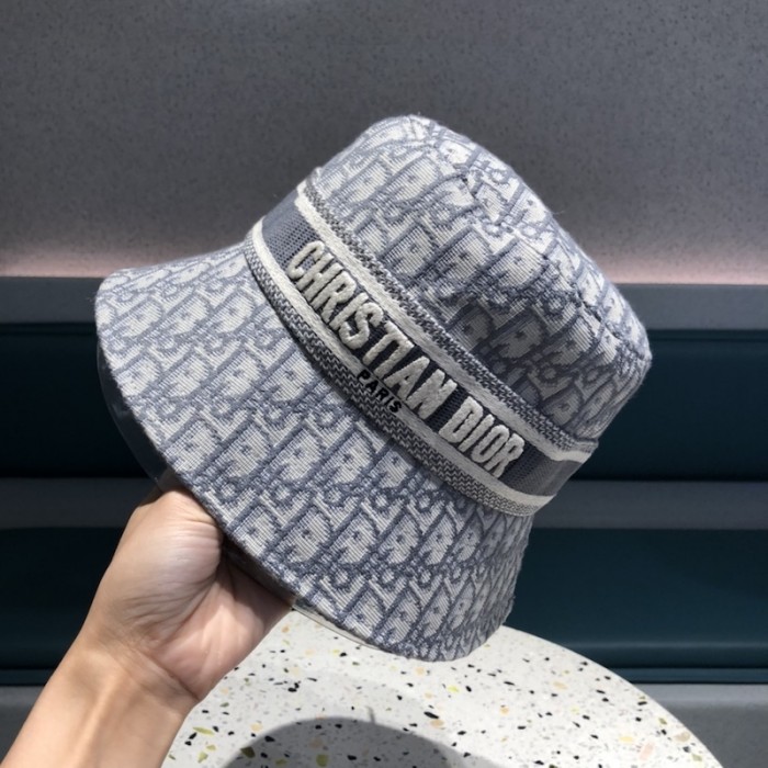 D*or oblique large brim bucket hat grey