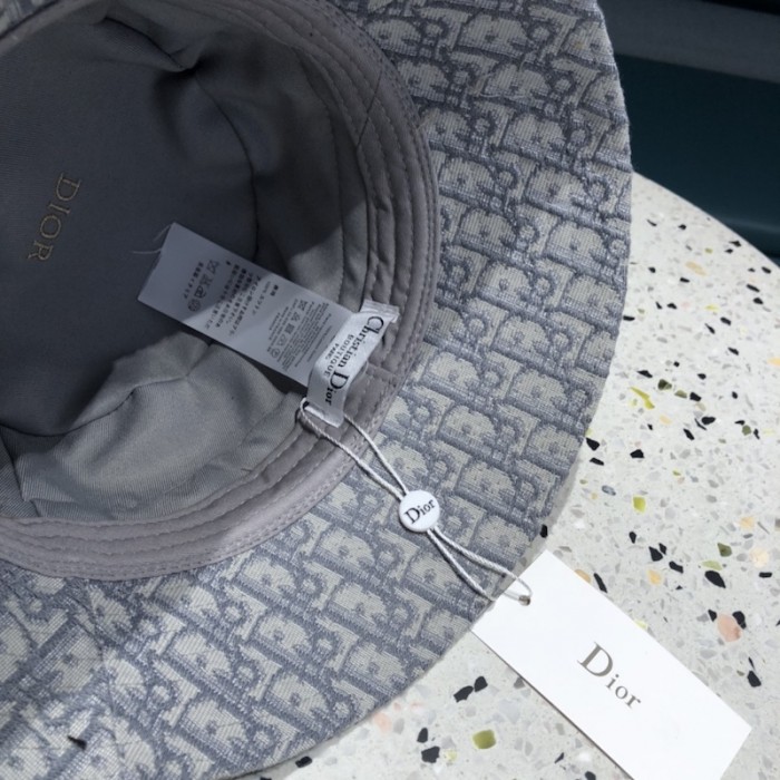 D*or oblique large brim bucket hat grey