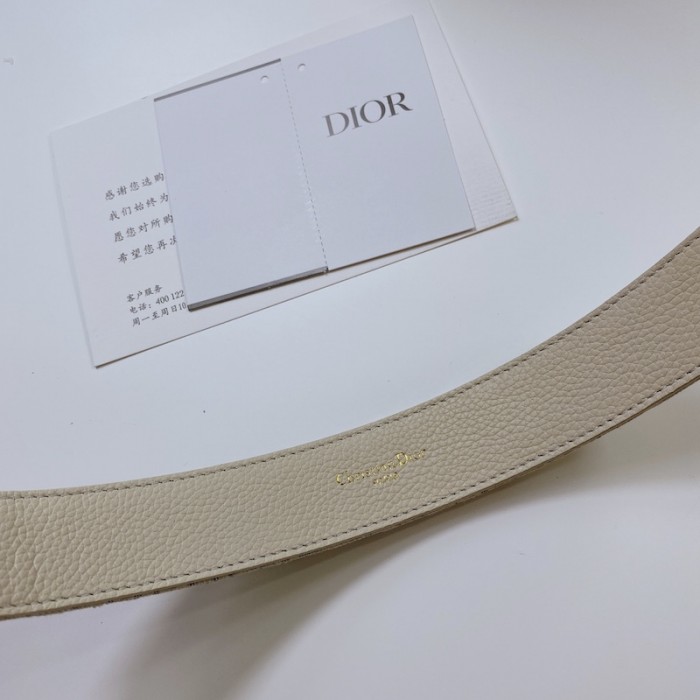 D*or oblique jacquard and grained calfskin 35 mm belt white