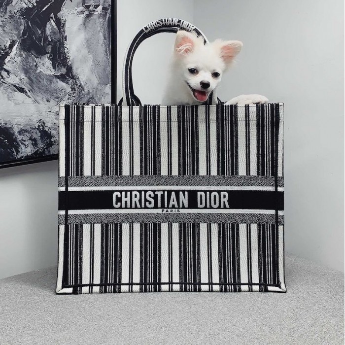 D*or book tote black and white stripes