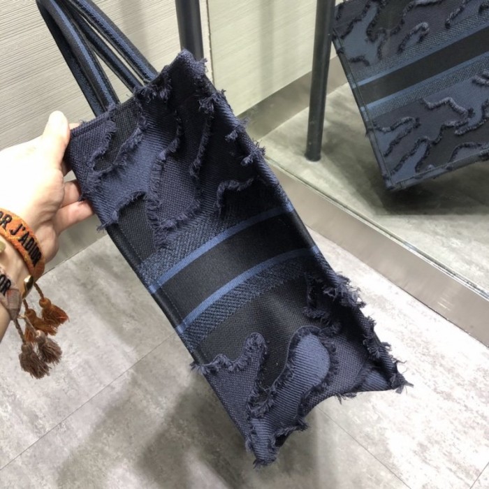 D*or book tote camouflage embroidered canvas bag blue