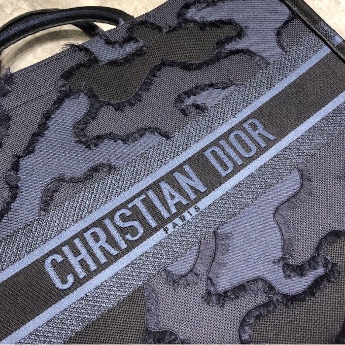 D*or book tote camouflage embroidered canvas bag blue
