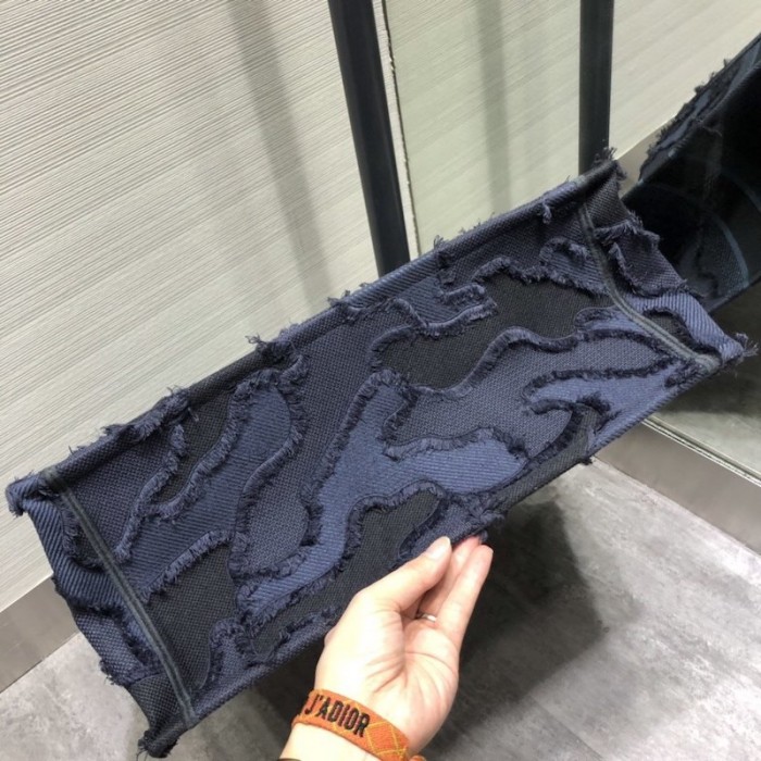 D*or book tote camouflage embroidered canvas bag blue