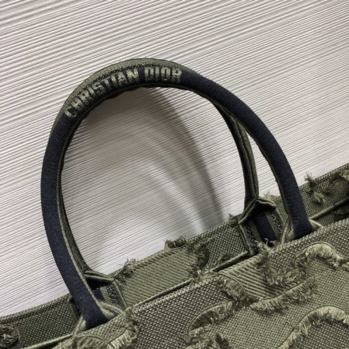 D*or book tote camouflage embroidered canvas bag green