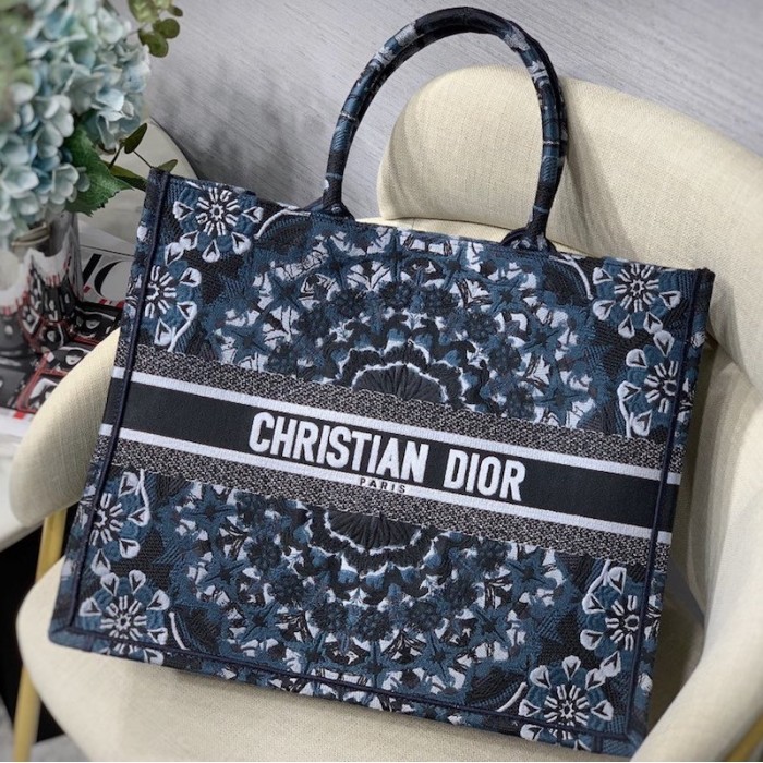 D*or book tote bag kaleidoscope blue